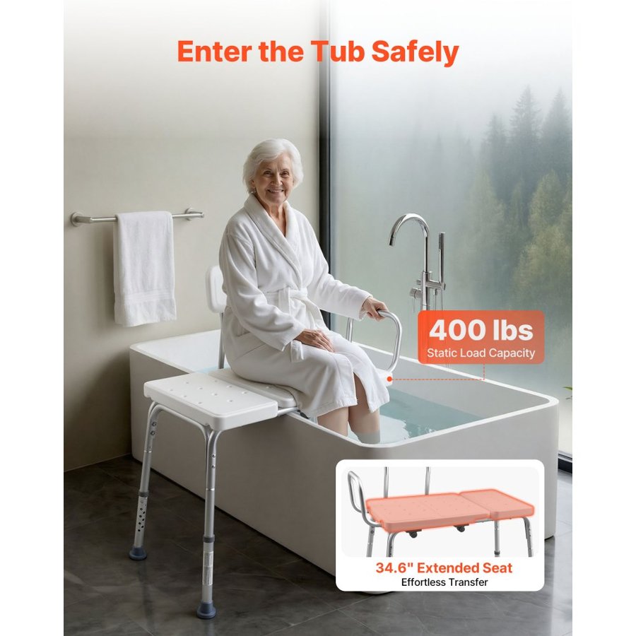 VEVOR Tub Transfer Bench for Seniors – 400 lbs, 180 kg