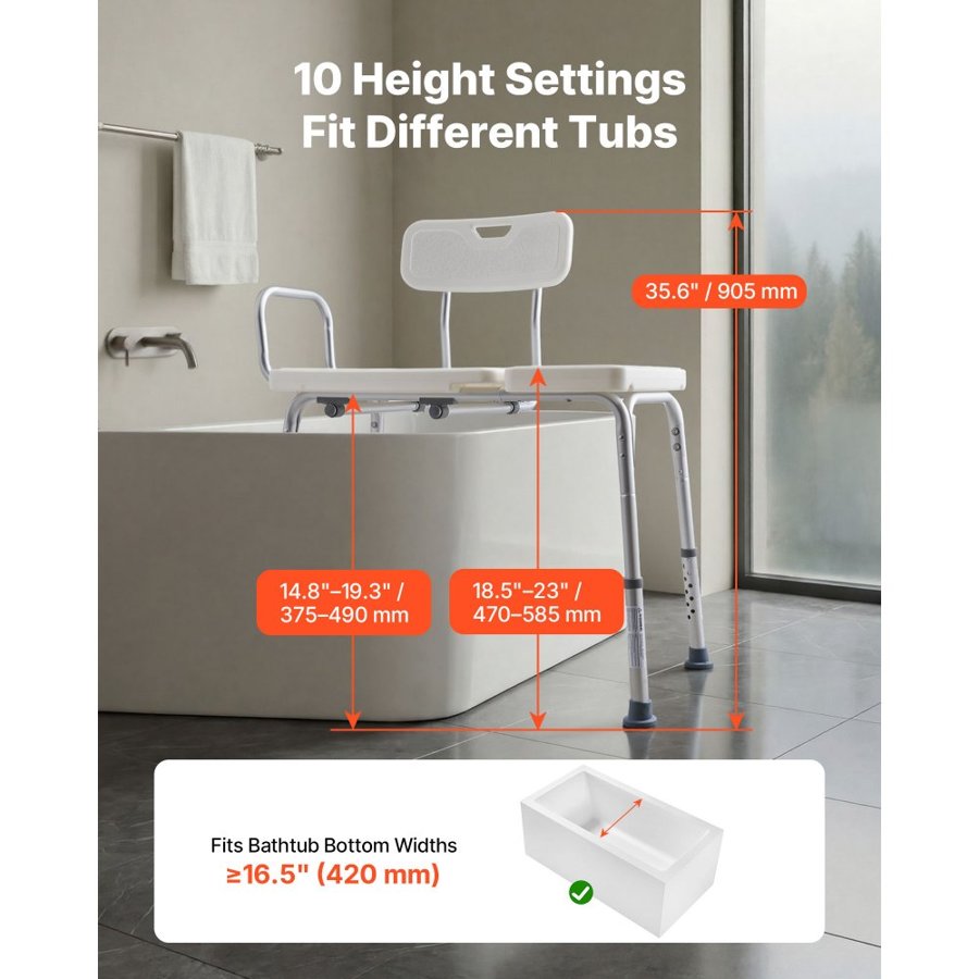 VEVOR Tub Transfer Bench for Seniors – 400 lbs, 180 kg