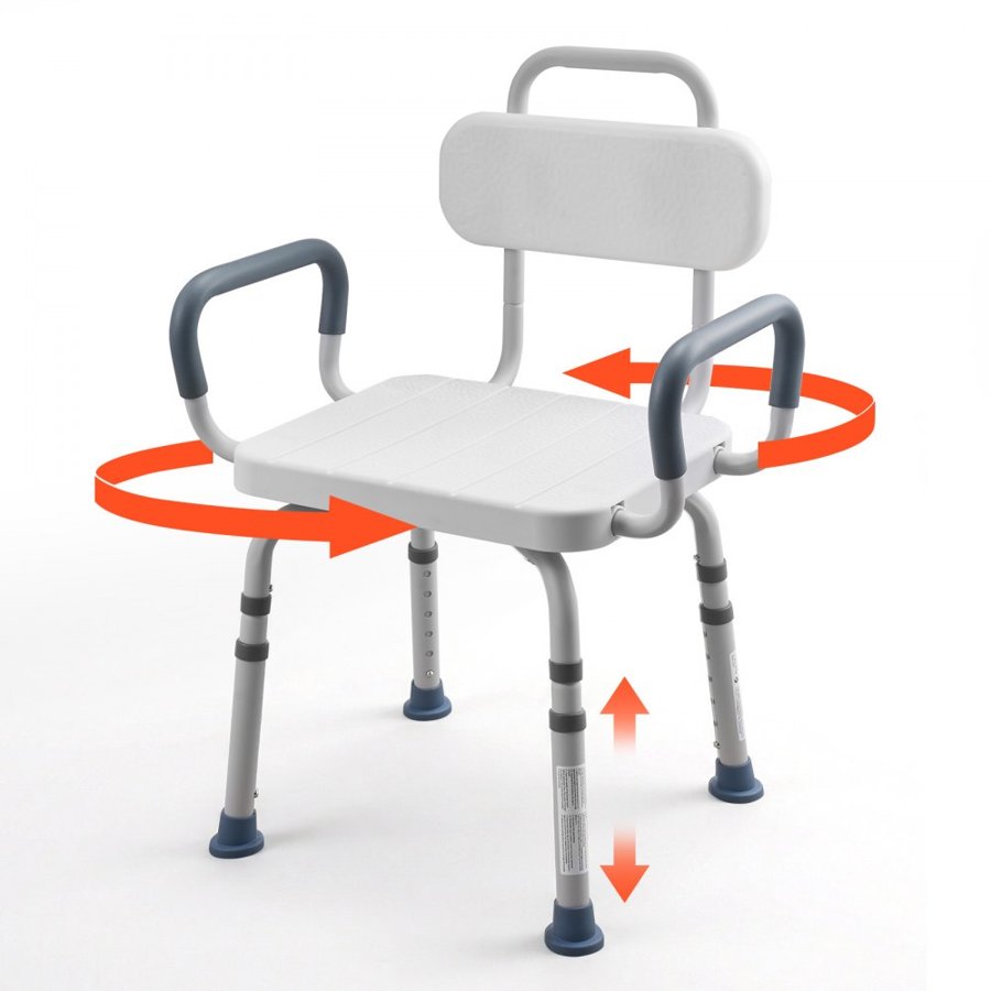 VEVOR Swivel Shower Chair with Arms – 360°, 400 lbs