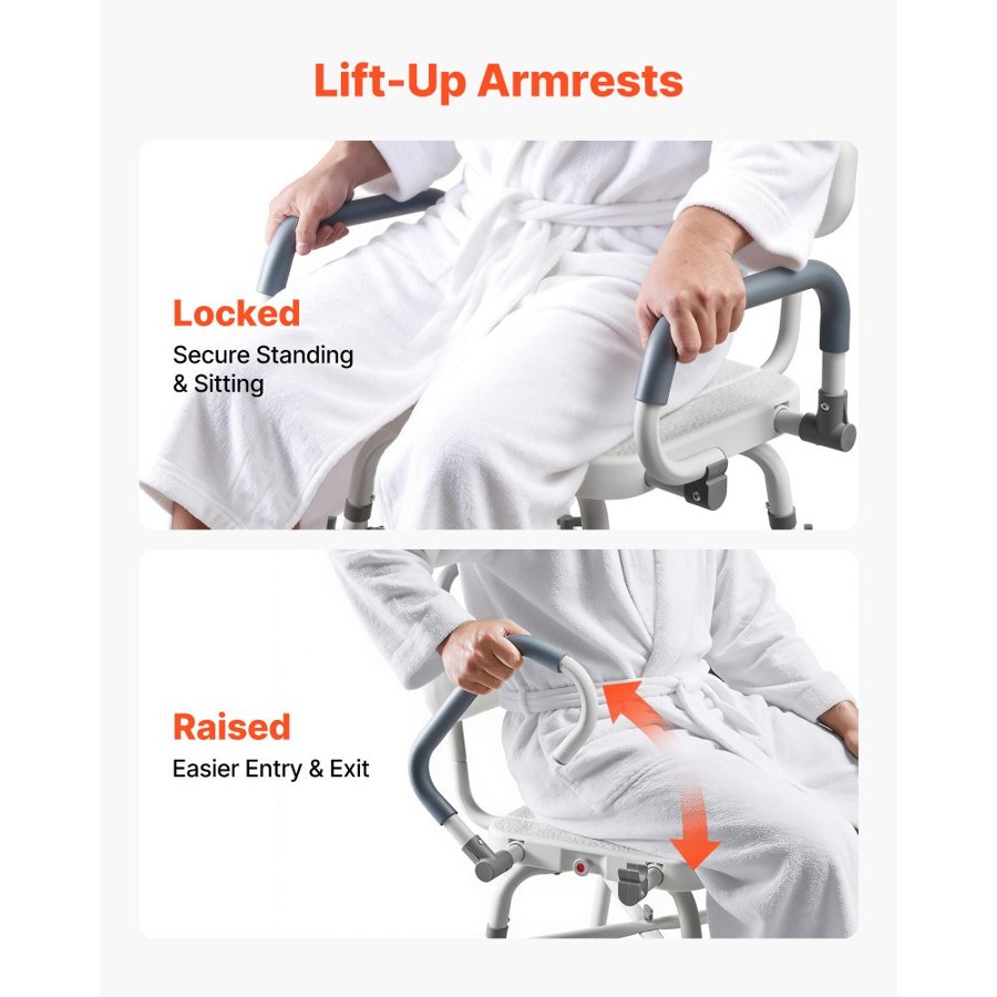 VEVOR Swivel Shower Chair – 500 lbs Capacity, Arms & Back