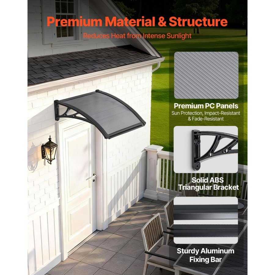 VEVOR Awning for Entrance Door – 24×24 Inch, UPF 50+