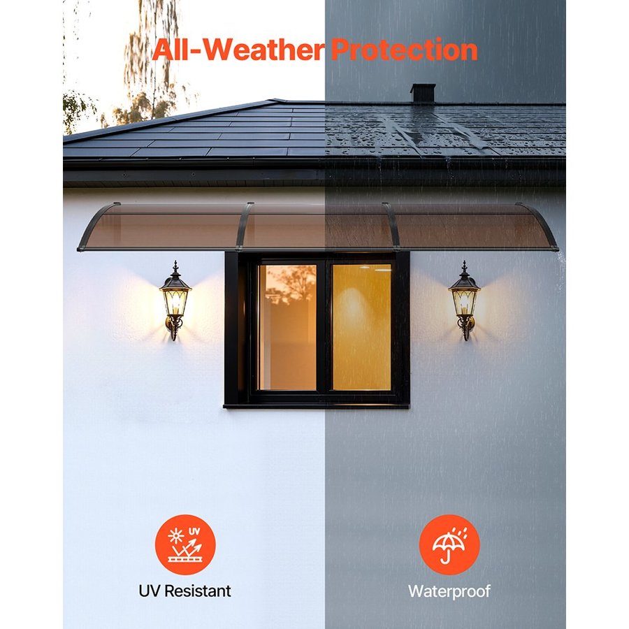 VEVOR Awning Over Front Door – 38"x117", PC Panel, ABS
