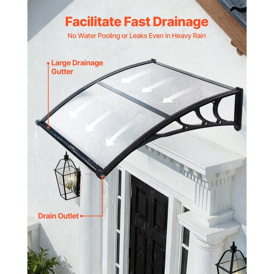 VEVOR Exterior Door Awning – 38"x40", PC Panel, ABS Bracket