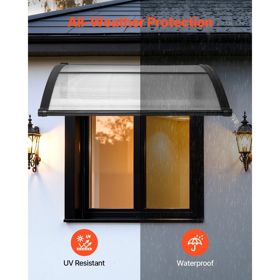 VEVOR Exterior Door Awning – 38"x40", PC Panel, ABS Bracket