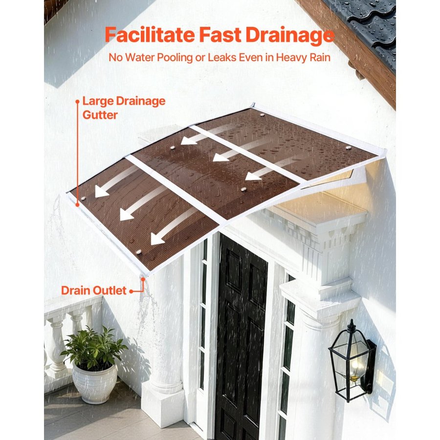 VEVOR Polycarbonate Door Awnings – 37x47", ABS, UPF 50+
