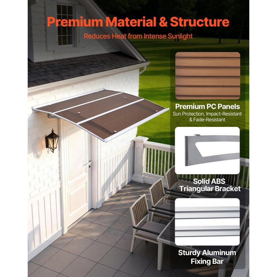 VEVOR Polycarbonate Door Awnings – 37x47", ABS, UPF 50+