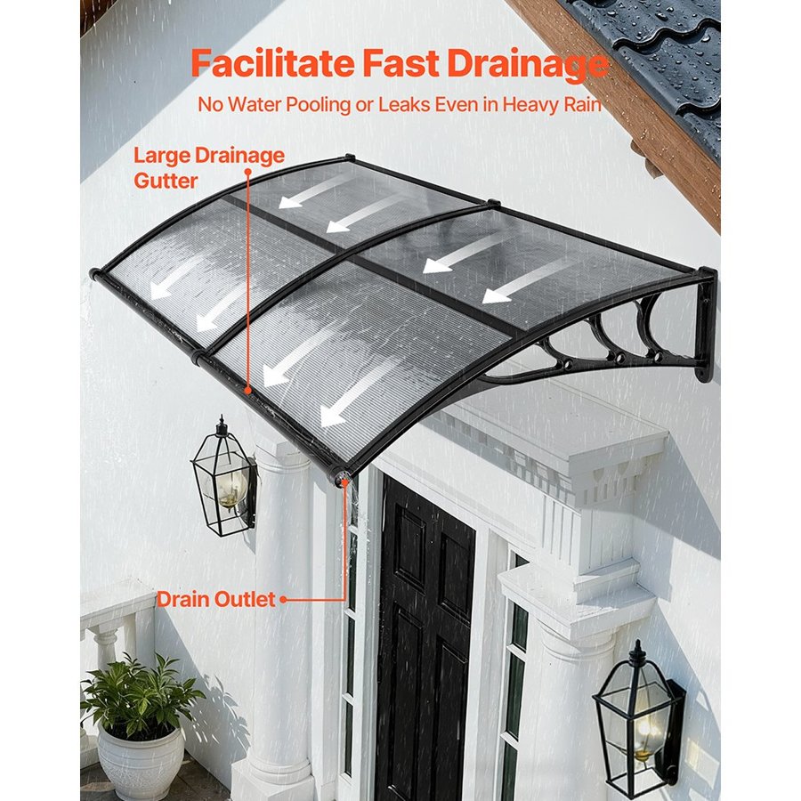 VEVOR Door Overhang Canopy – 38x78", PC Panel, ABS Brackets