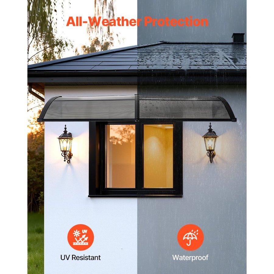 VEVOR Door Overhang Canopy – 38x78", PC Panel, ABS Brackets
