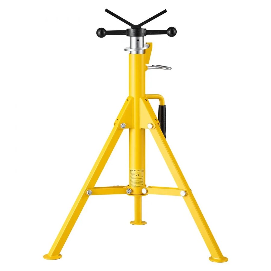 VEVOR V-Head Pipe Stand for 3.2–305 mm Pipes, Heavy-Duty 1134 kg Capacity, Adjustable Height 71–132 cm, Portable Folding Support Stand for Welding, Cutting & Versatile Piping Projects