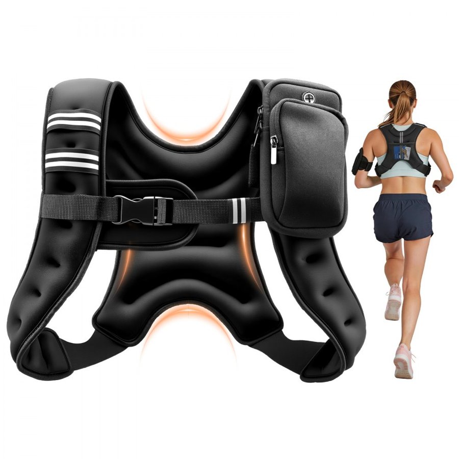 VEVOR Weighted Vest, 4.7 kg Body Weight Vest for Men Women, with Reflective Stripe, Adjustable Buckle, Workout Equipment for Strength Training, Running, Jogging, Fitness, Muscle Building, Weight Loss
