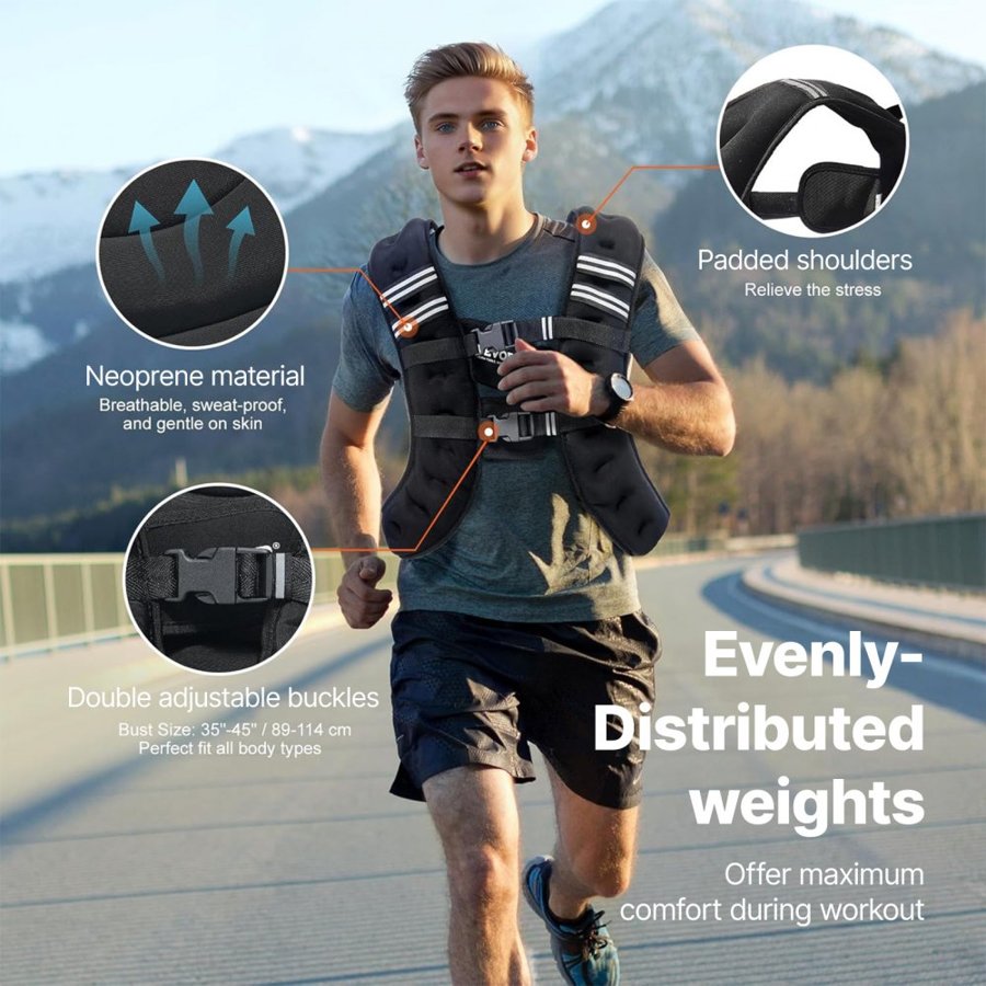 VEVOR Body Weighted Vest — 20 lbs Adjustable & Breathable