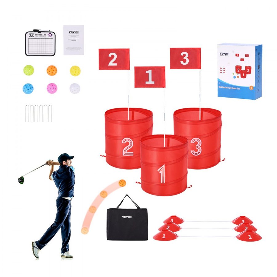 VEVOR Bucket Golf Game – 3 Hole Outdoor Backyard Golf Set