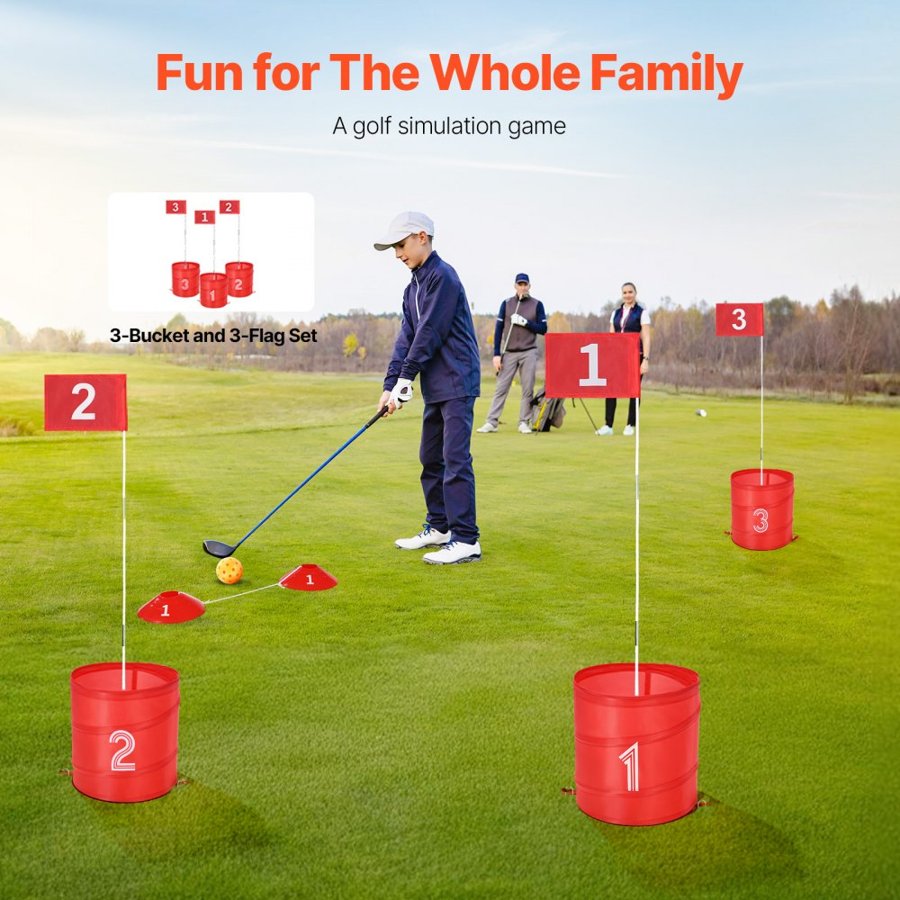 VEVOR Bucket Golf Game – 3 Hole Outdoor Backyard Golf Set