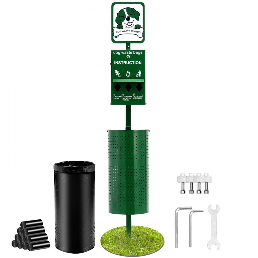 VEVOR Dog Waste Station, Commercial Dog Poop Station, 11.5 Gallons Pet Waste Bin with 50 Can Liners, Bag Dispenser & 600 Waste Bags, Outdoor Dog Waste Disposal System for Backyard