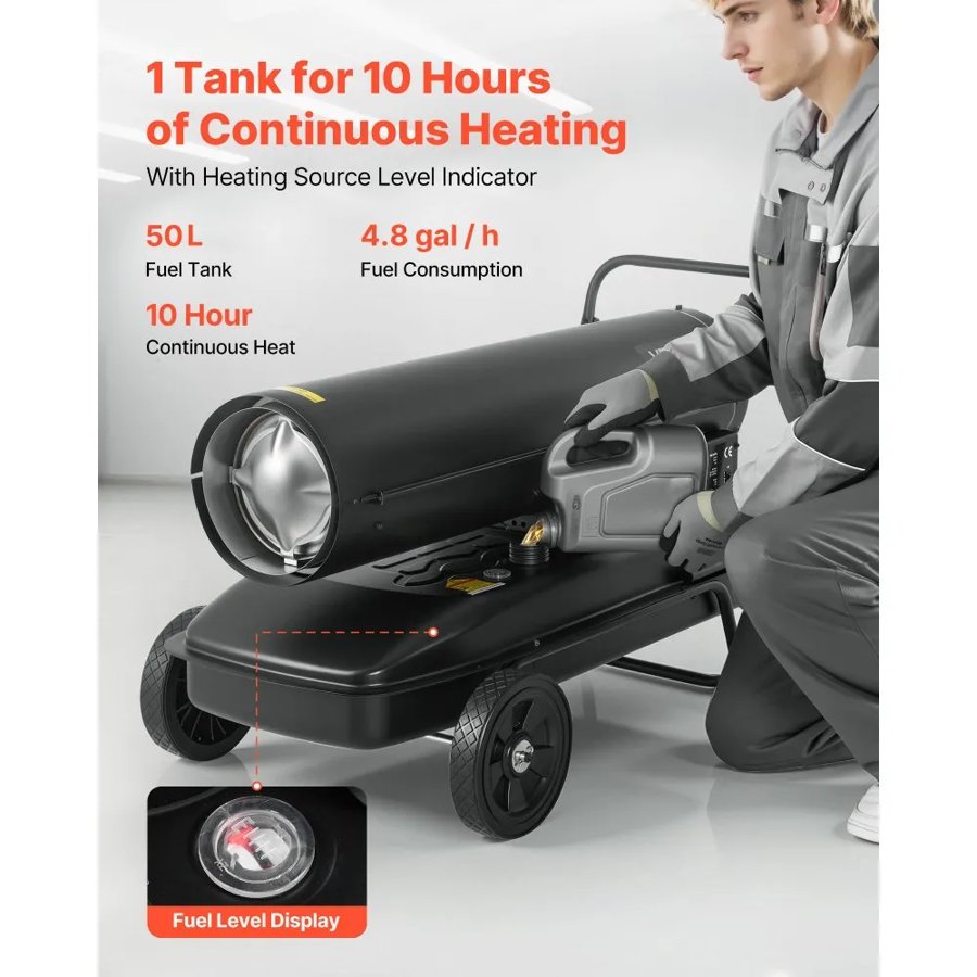 VEVOR Kerosene Diesel Forced Air Heater – 190L Tank, 50kW