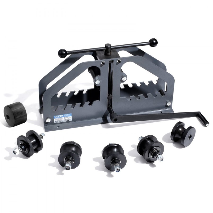 VEVOR Tube Roller Bender, Max 1-1/2" Manual Tube Pipe Roller Bender with 6 Dies, 360° Copper Aluminum Pipe Bending Tool for Square, Round Tube & Flat Bar, Ideal for HVAC Air Conditioning Auto Repair
