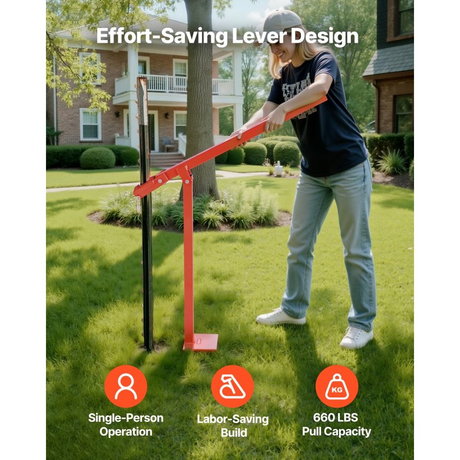 VEVOR T Post Fence Puller – 32 Inch, 43 Inch, 661 LBS