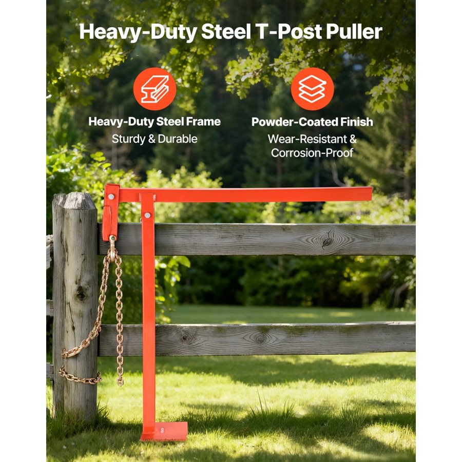 VEVOR T Post Puller – 36 in Tool, 47 in Chain, 1102 lbs
