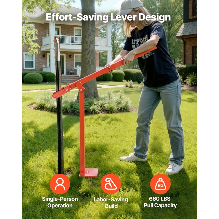 VEVOR T Post Puller – 36 in Tool, 47 in Chain, 1102 lbs