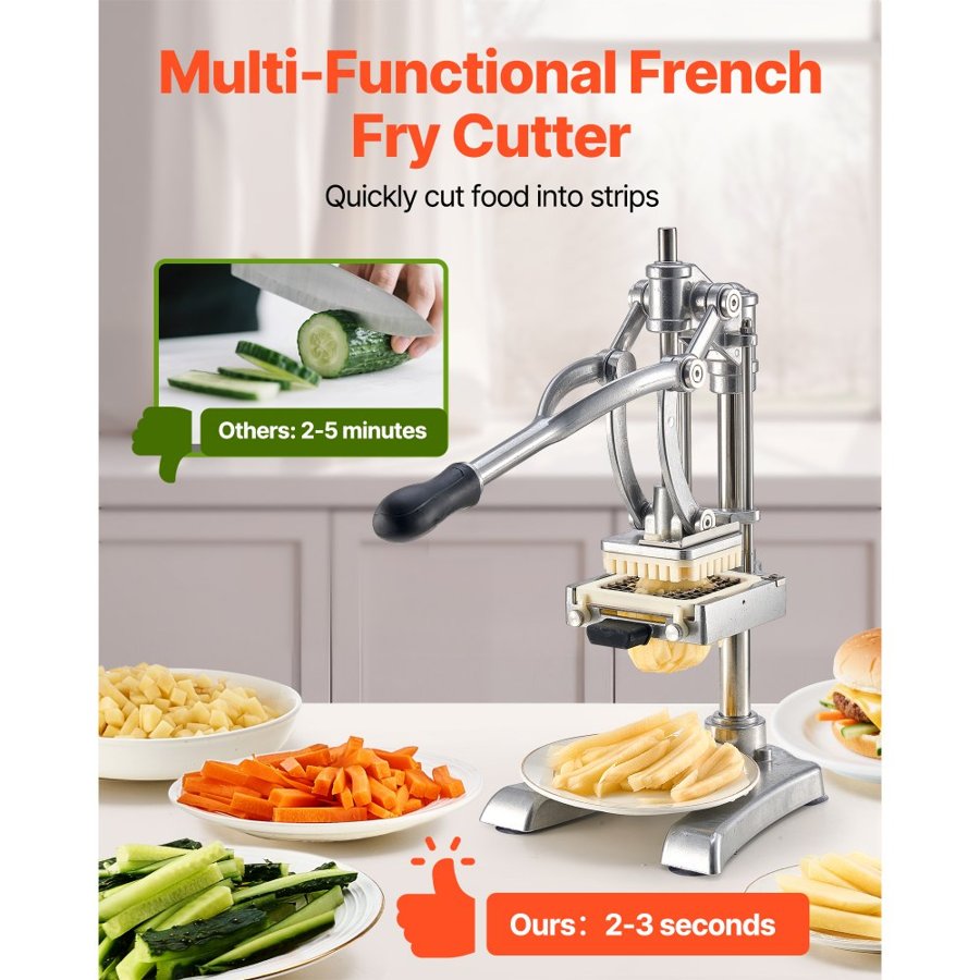 VEVOR Commercial French Fries Cutter – 3 Blades with Juicer