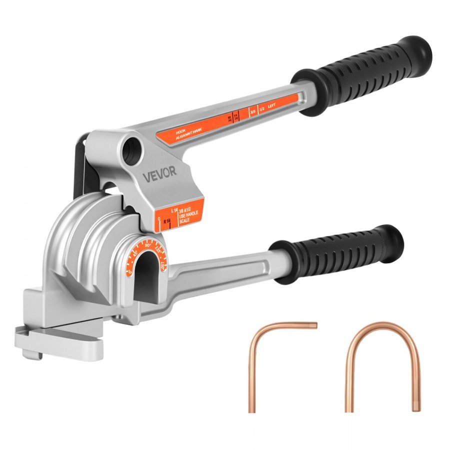 VEVOR Pipe Tube Bender, 1/4" (6.35 mm), 3/8" (9.5 mm), 1/2" (12.7 mm) OD, 3 in 1 Manual Lever Tube Bender, 180° Copper Aluminum Pipes Bending Tool for Automotive Repair, HVAC Air Conditioning