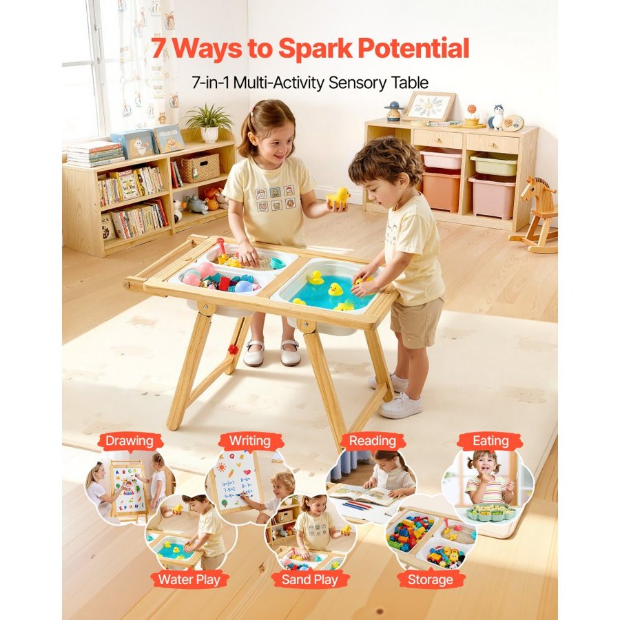 VEVOR Toddler Sensory Table and Art Easel – 82 x 52 x 51 cm