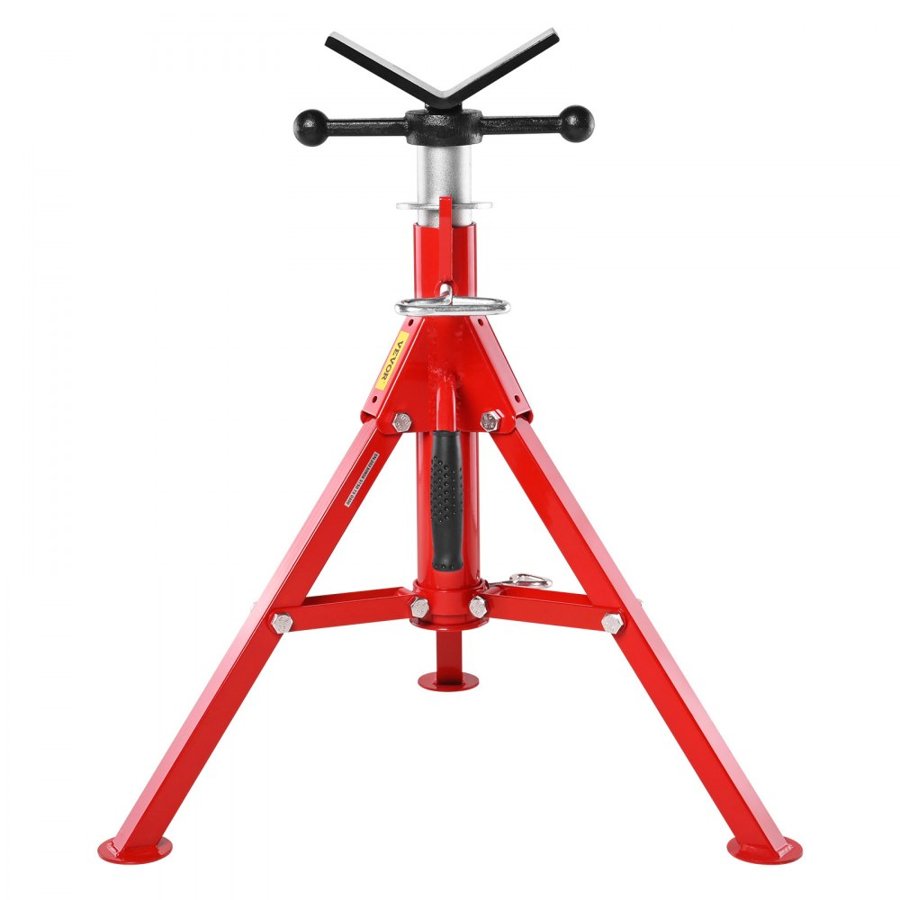VEVOR V Head Pipe Stand 1/8"-12" Capacity, Adjustable Height 610mm-1067mm, Pipe Stands 1134kg Load Capacity, Portable Folding Pipe Stands, Carbon Steel Body for Enhanced Durability