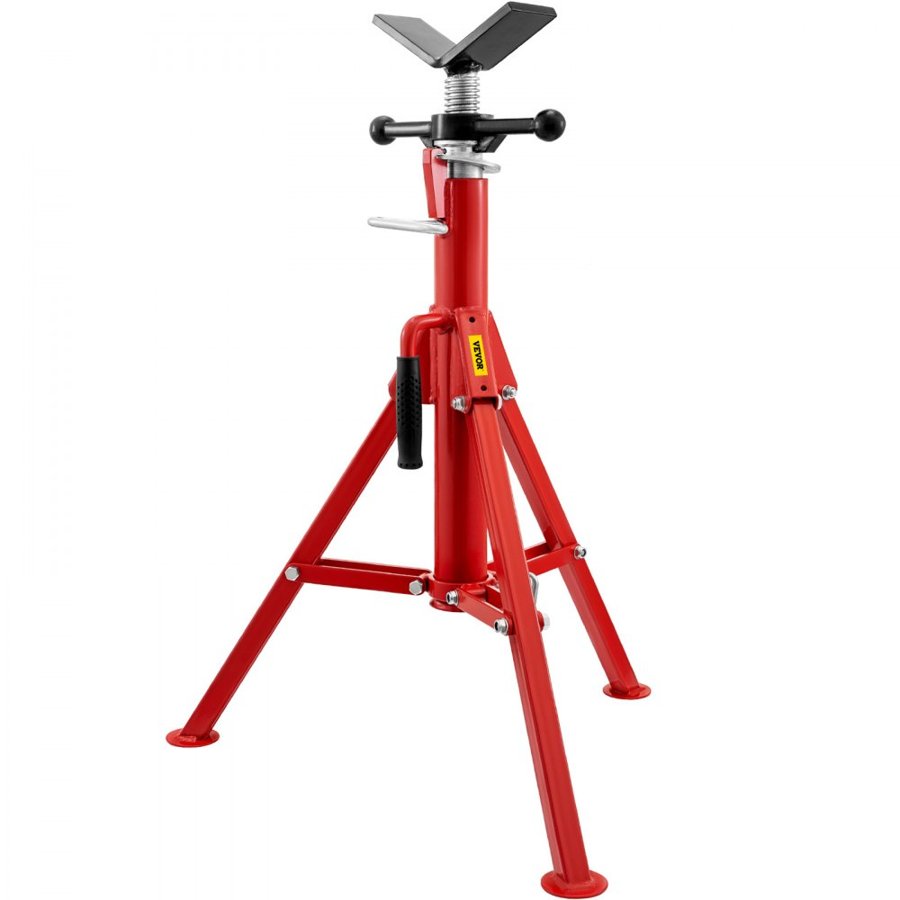 VEVOR V Head Pipe Stand 0.3-30.5 cm Capacity, Adjustable Height 71.1-132.1 cm, Pipe Stands 1133.9 kg Load Capacity, Portable Folding Pipe Stands, Carbon Steel Body More Durable