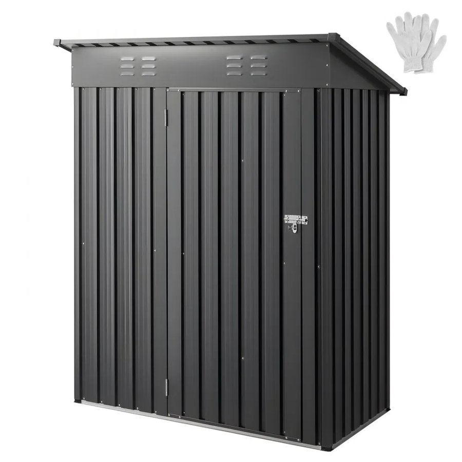VEVOR 1533 x 876 x 1815 mm Metal Garden Shed, Storage Building with Lockable Door & 2 Louver Vents, Sloped Roof Metal Outdoor Storage Shed, Tool Sheds Outdoor Storage for Backyard, Garden, Patio