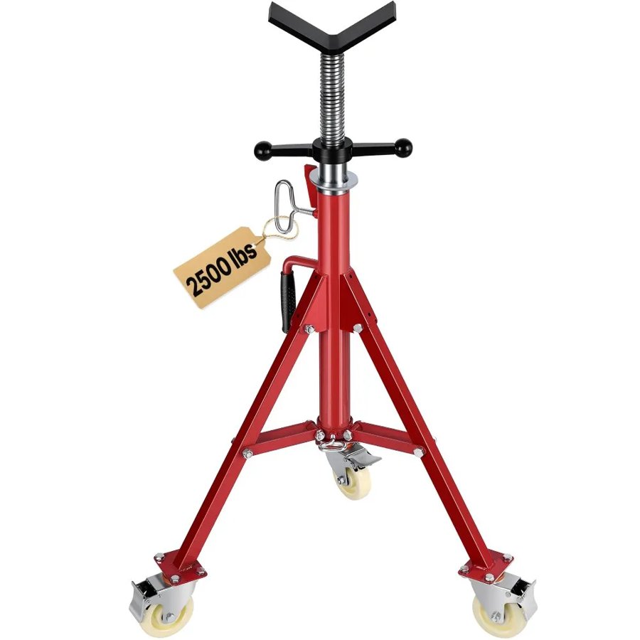 VEVOR Pipe Stand, Pipe Stand, V Head Pipe Stand Adjustable Height 71.12-132.08 cm, Pipe Stands with Casters, Folding Portable Pipe Stands 0.3175 to 30.48 cm Pipe Supporting, Steel Pipe Stand