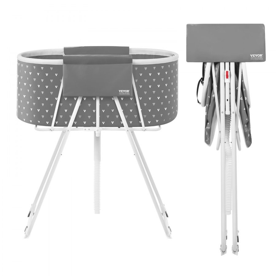 VEVOR Portable Dog Bathtub, Elevated & Foldable Space-saving Pet Shower Station with Efficient Drainage, Bathing Tub for Washing & Grooming Small and Medium Size Dogs and Cats Indoor & Outdoor, Grey