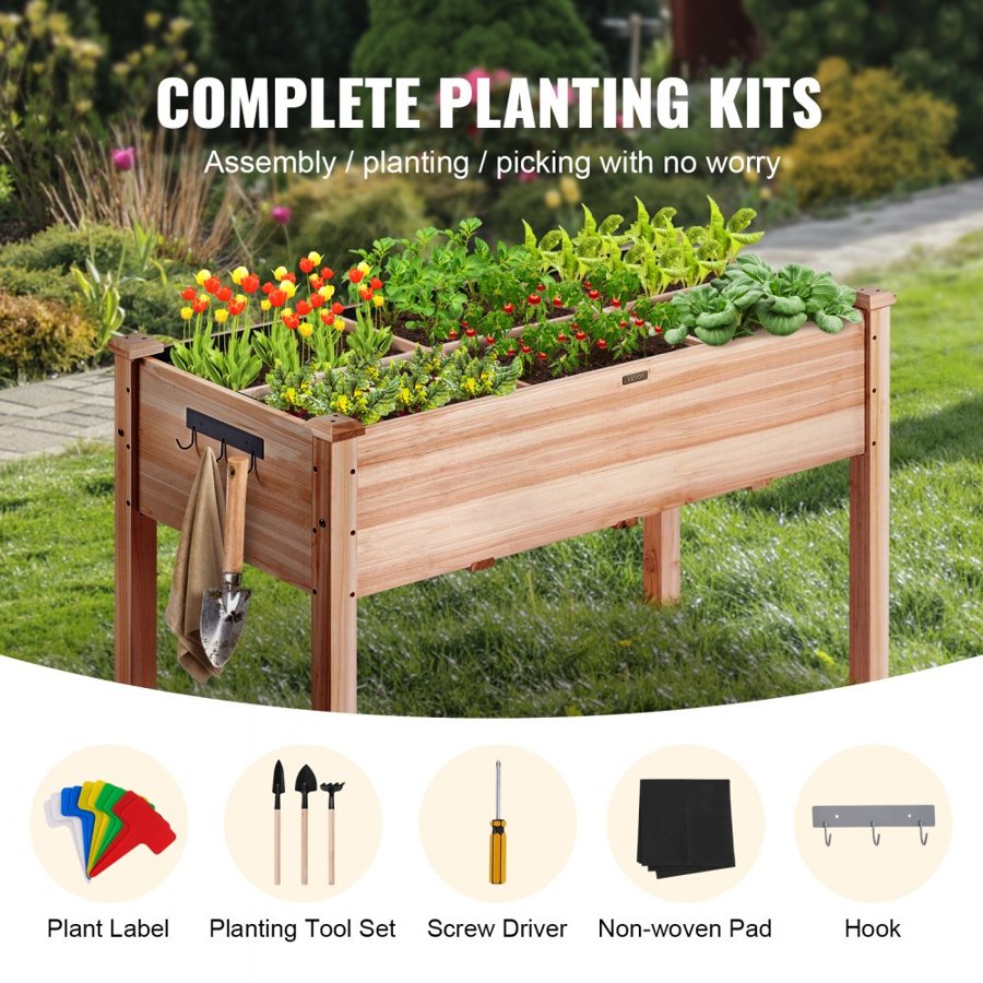 VEVOR Wooden Raised Garden Bed Planter Box 120 x 58 x 76 cm Flower Vegetable Herb