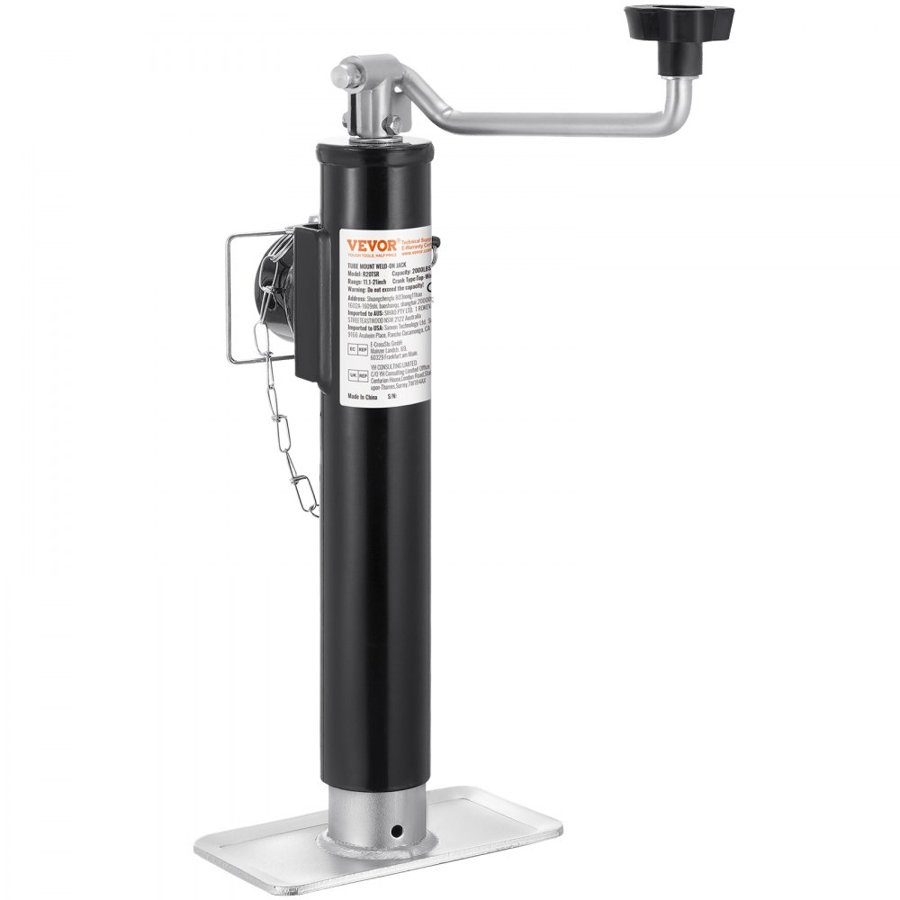 VEVOR Trailer Jack, 2000 lbs Dynamic Load Capacity, Weld-on Pipe-Mount Swivel Trailer Jack, 10" Lift Trailer Jack Stand with Handle for RV Trailer, Horse Trailer, Utility Trailer, and Yacht Trailer
