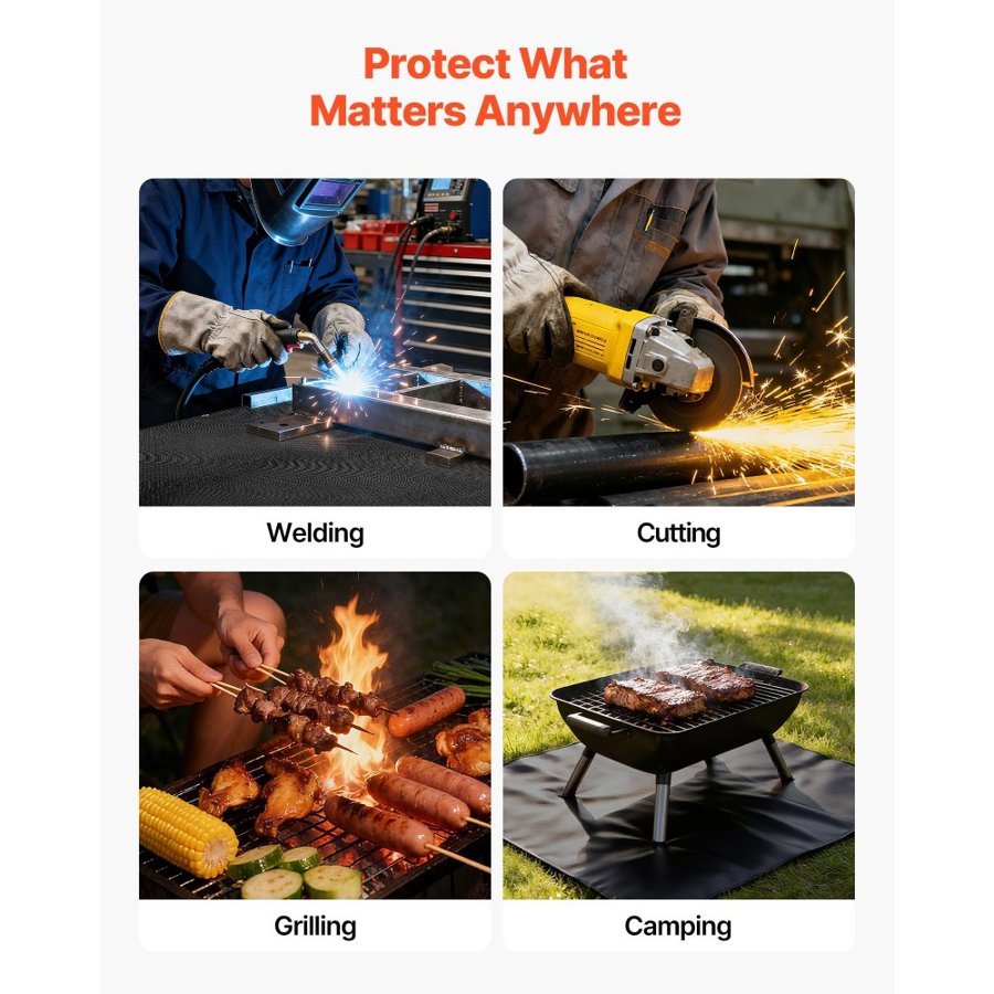 VEVOR 4 x 6 Welding Blanket – 1800°F Silicone Fiberglass