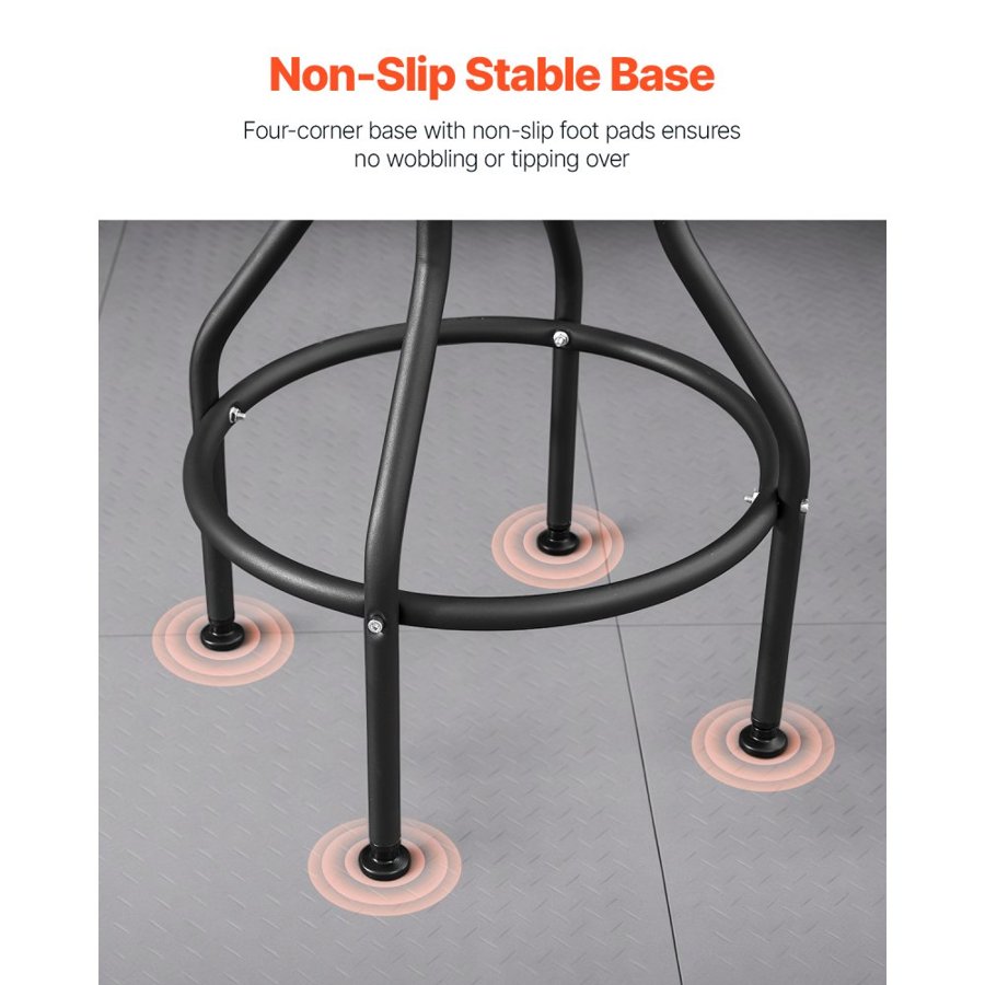 VEVOR Shop Stool with Backrest – 300lbs, 40.6-44.9", 360°