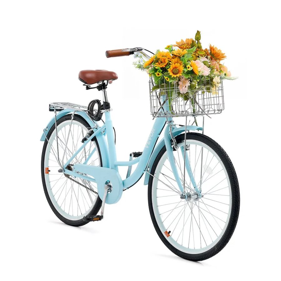 VEVOR Light Blue Beach Cruiser Bike – 26 Inch, 1 Speed