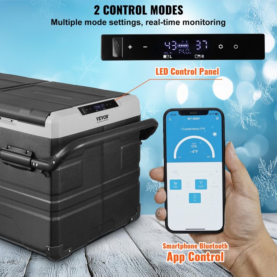 VEVOR Dual Zone Portable Refrigerator Freezer – 115L, -4°F