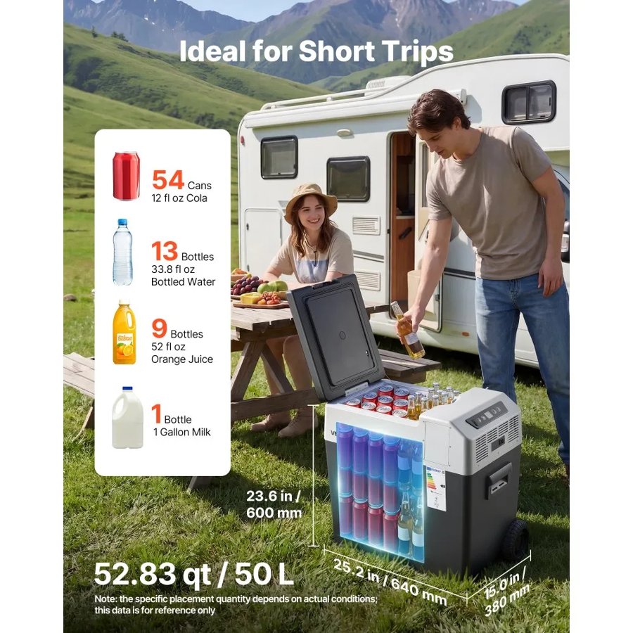 VEVOR Portable Electric Refrigerator Freezer – 50L 12/24V