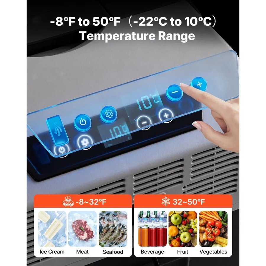 VEVOR Portable Electric Refrigerator Freezer – 50L 12/24V