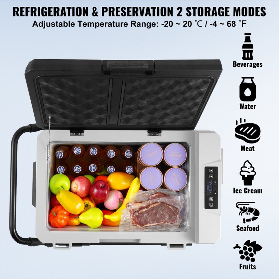 VEVOR Portable Refrigerator with Wheels – 60L, -4°F Freezer