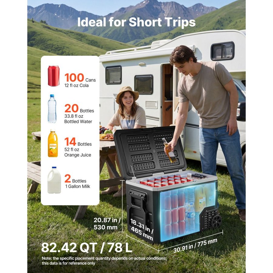 VEVOR Portable Electric Freezer - 82.42 QT/78L Fridge