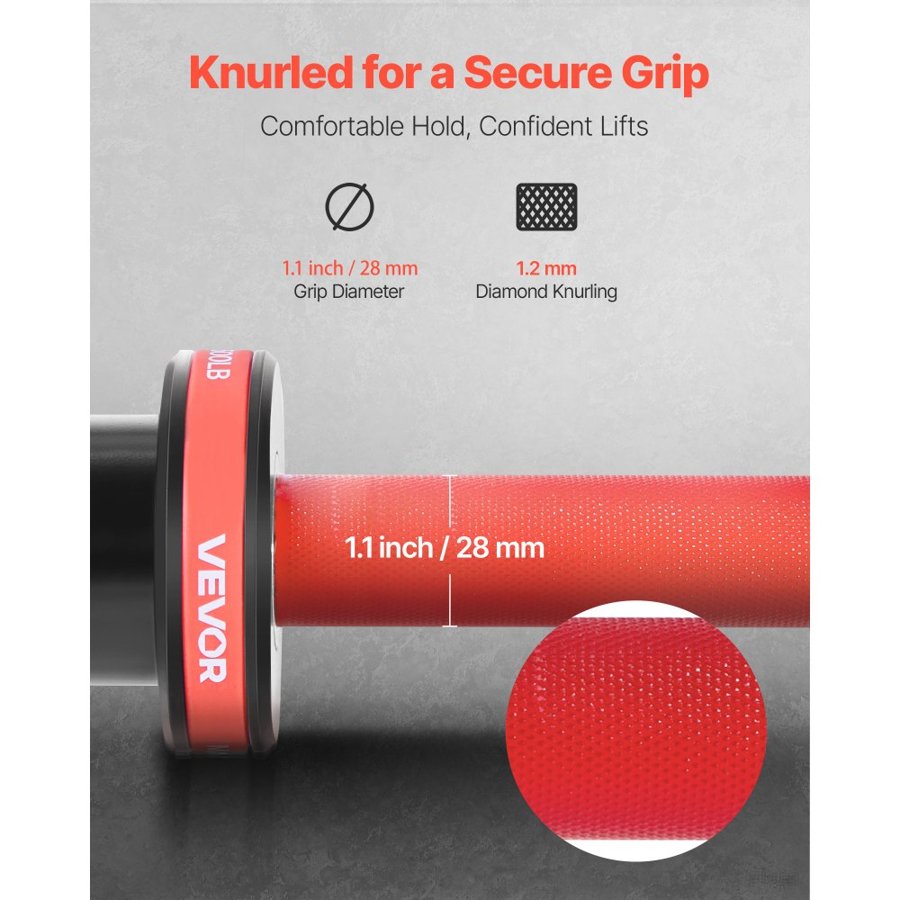 VEVOR 4 Ft Barbell – 500 Lbs Capacity, 2-Inch Plates