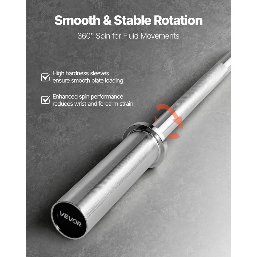 VEVOR 6ft Barbell – 500 LBS, 360° Rotating Sleeve, 28 mm