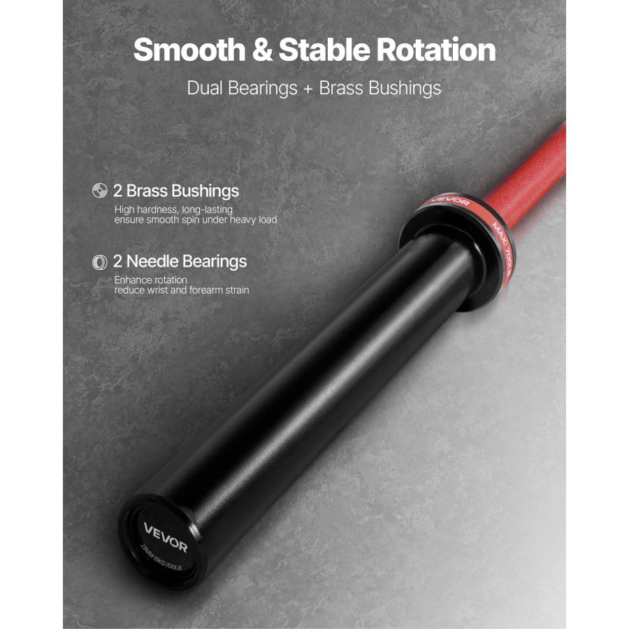 VEVOR 2 Inch Barbell – 6 FT, 700 lbs,  28mm Knurling