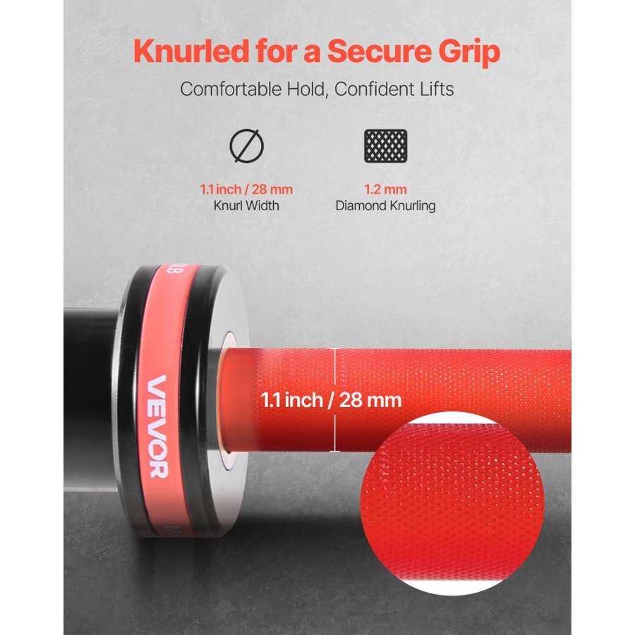 VEVOR 2 Inch Barbell – 6 FT, 700 lbs,  28mm Knurling