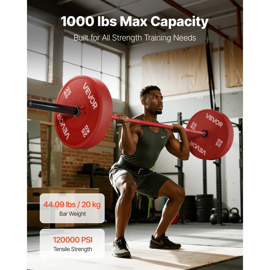 VEVOR Barbell Bar – 7FT Solid Steel, 1000 lbs Capacity