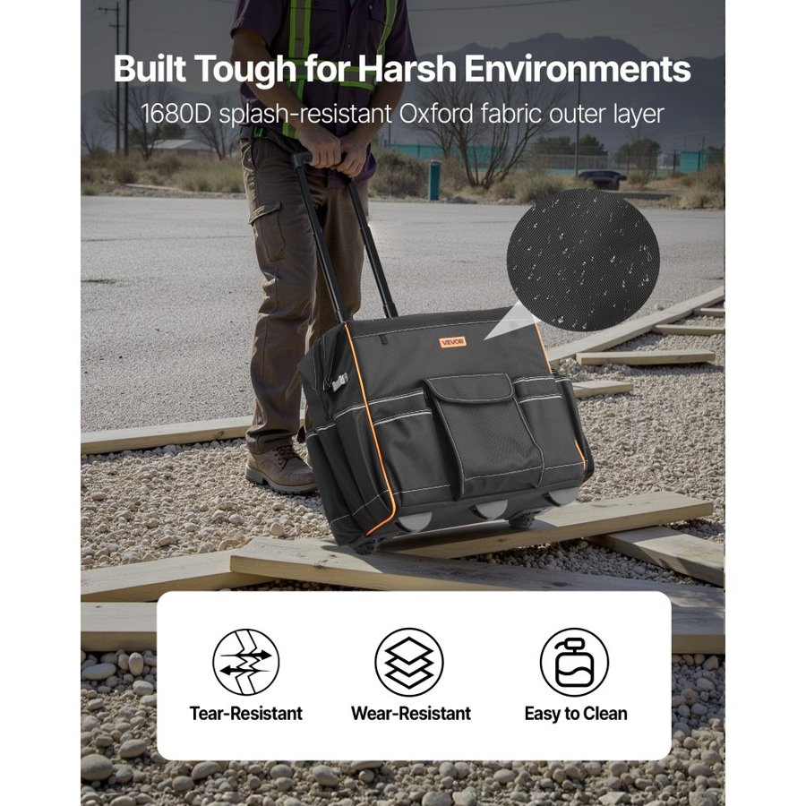 VEVOR Heavy Duty Rolling Tool Bag with Wheels – 110 lbs
