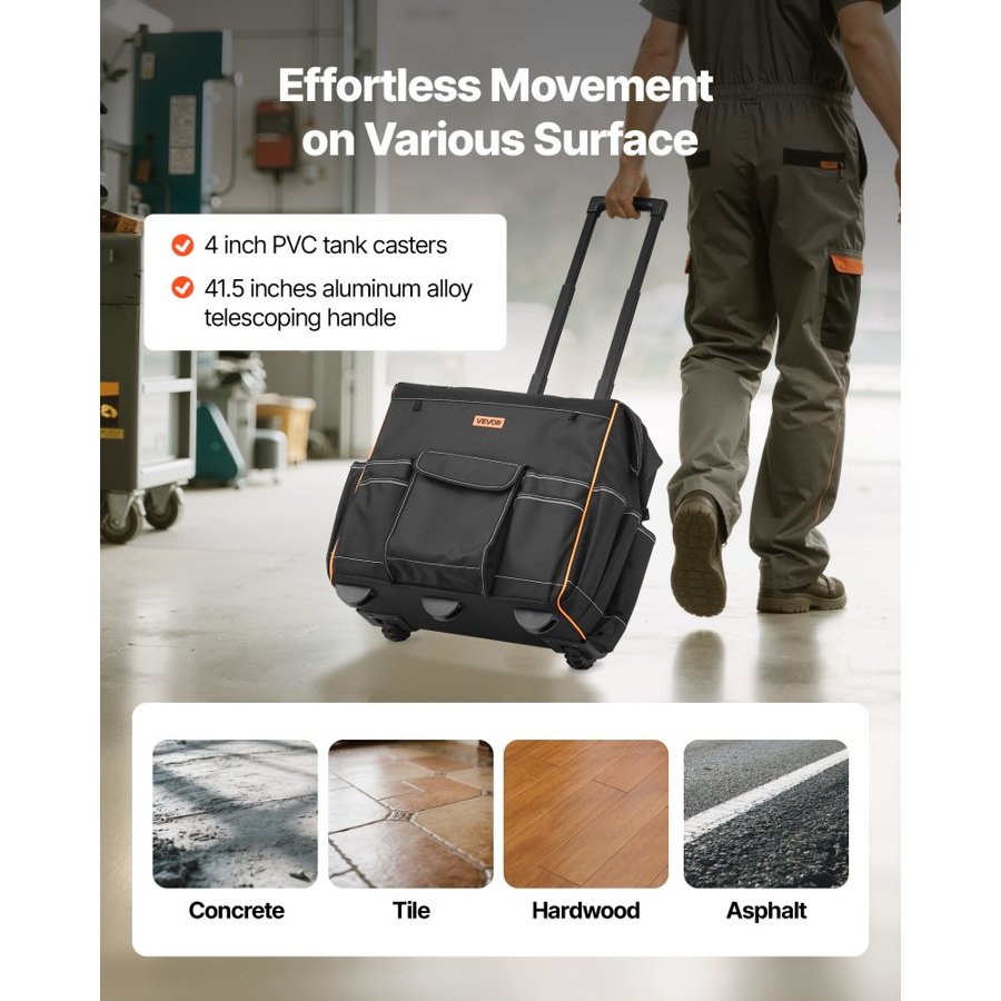 VEVOR Heavy Duty Rolling Tool Bag with Wheels – 110 lbs