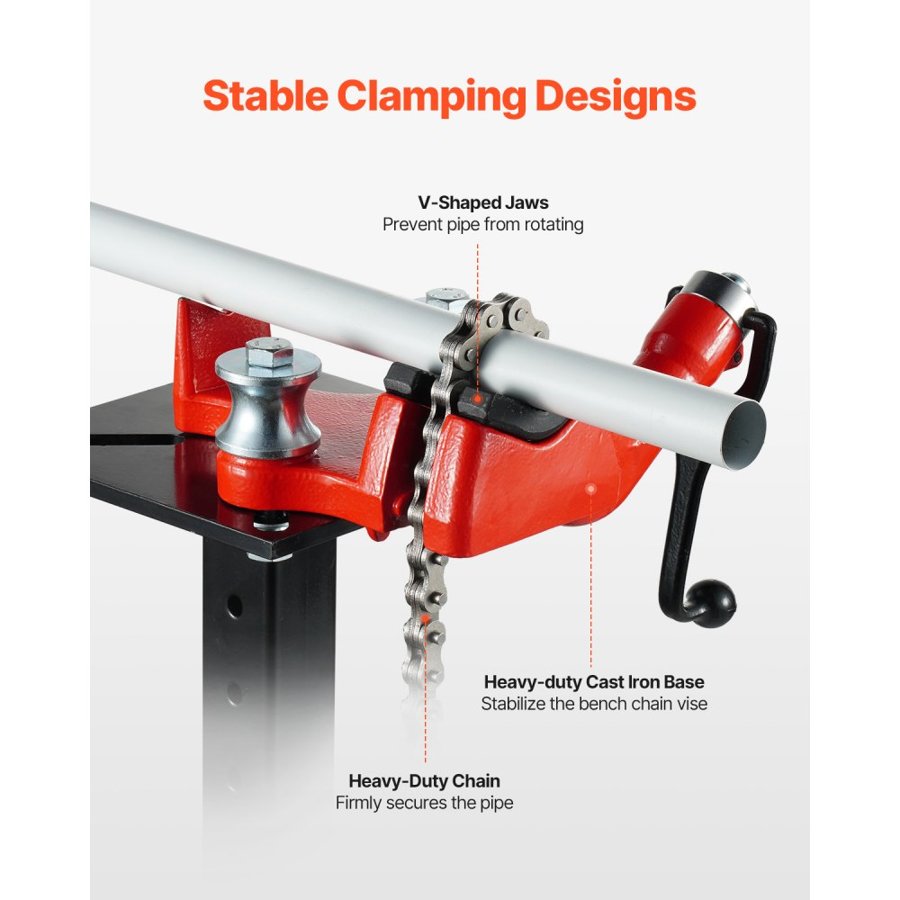 VEVOR Bench Chain Pipe Vise – 1/8"-5" Capacity, 26" Chain