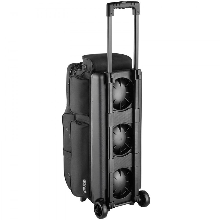 VEVOR Bowling Ball Bag, 3 Ball Double Roller Bowling Bag with Wheels, Featuring a Separate Compartment for Shoes (Up To US Size 16) & Oversized Accessory Pocket, Retractable Handle Extends to 1050 mm
